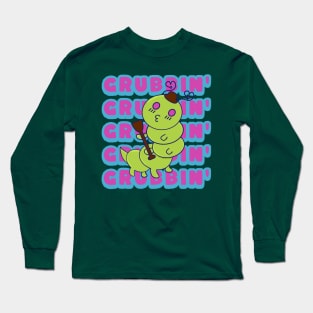 Grubbin', Funny Kawaii Cute Caterpillar, Funny Word Play Grub Long Sleeve T-Shirt